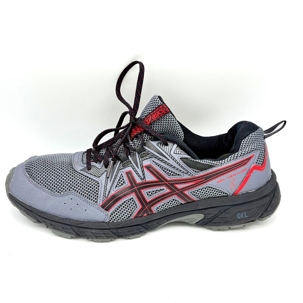 ASICS Gel-Venture 8 Mens 13 Trail Running Shoes Grey Black Red Hiking Gorpcore - Picture 5 of 11